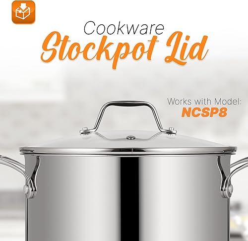 Miniatura 2 de NutriChef Tapa de olla de cocina para utensilios de cocina, tapas de vidrio templado transparente, funciona con el modelo NCSP8, resistente a las
