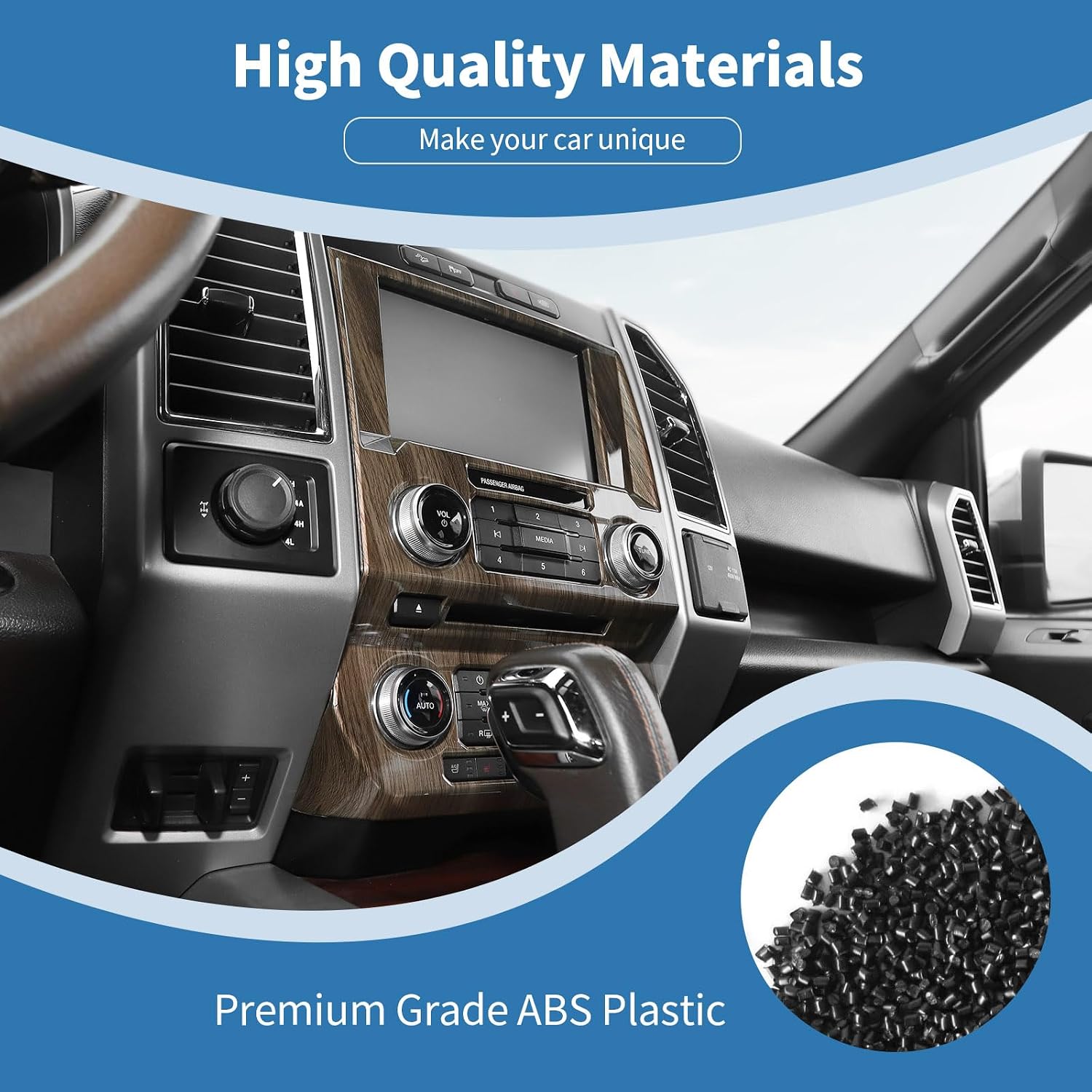 for F150 Dash Center Control Panel Radio Cover Trim Fit for Ford F150 2015-2020 Brown Wood Grain Interior Accessories 1pc