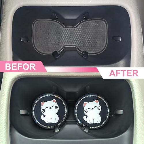 Miniatura 3 de Portavasos de automóvil, posavasos brillantes para automóvil, SUV, automóvil, con diamantes de imitación de cristal, tapete para taza de automóvil,