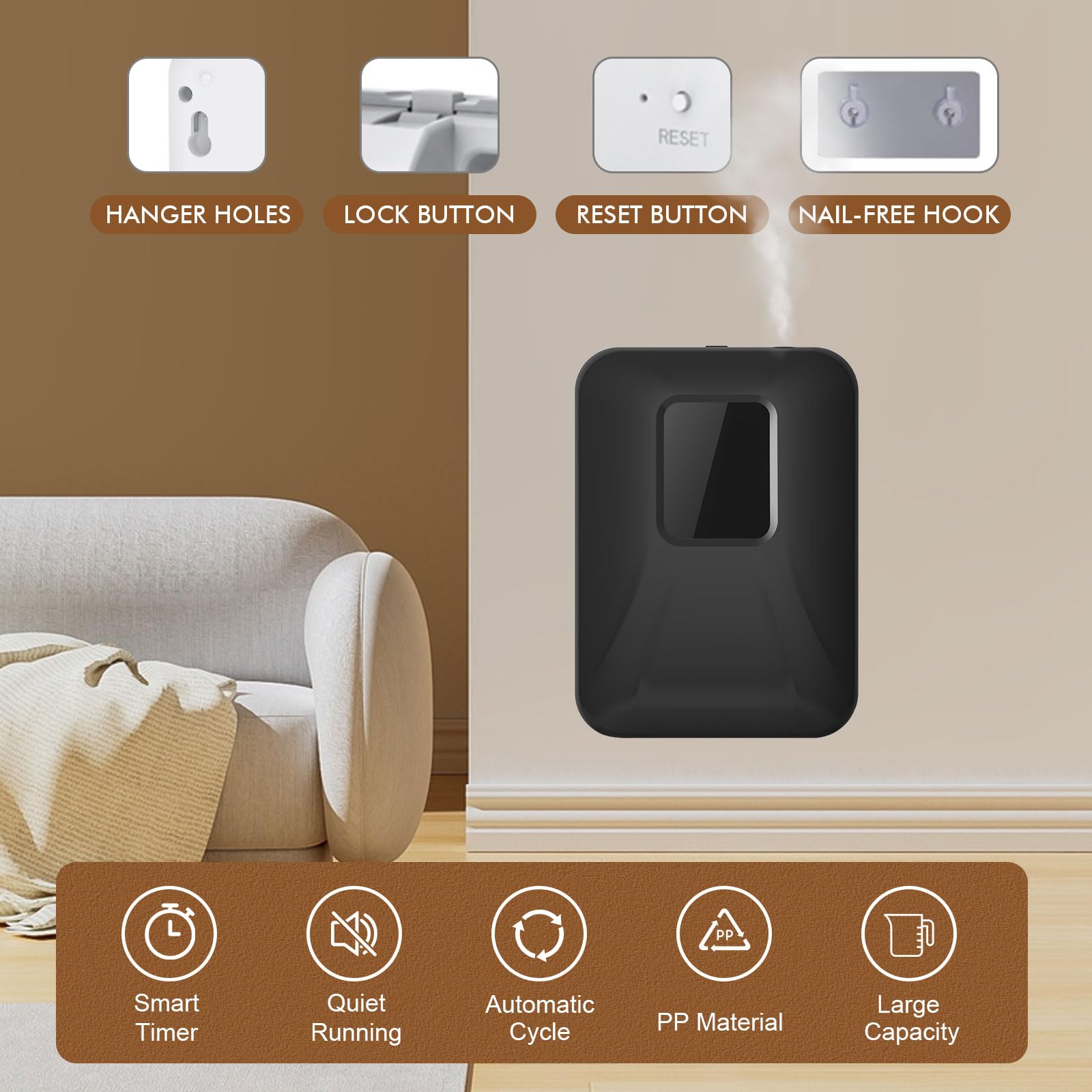 Smart Bluetooth Profumo Air Machine per la casa, 1000 Sq.Ft Waterless Oil Diffusore con tecnologia di diffusione dell'aria fredda, diffusore di oli essenziali per piccola stanza, ufficio, hotel, spa