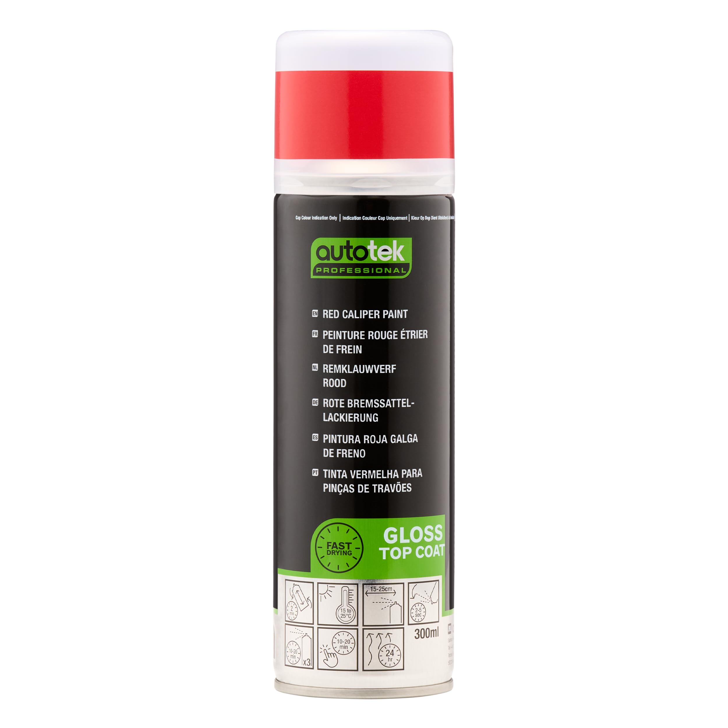 Autotek Professional Red Calliper Spray Paint, Aerosol Spray for Brake Calliper and Drums 300 ml
