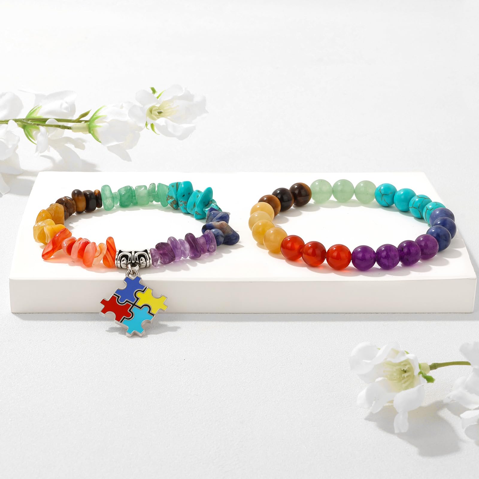 Braccialetto di Ametista per Donna, Braccialetti Anti-ansia con Perline di Ametista, ciondoli a Farfalla, Braccialetti a Strati di Pietre per Donna