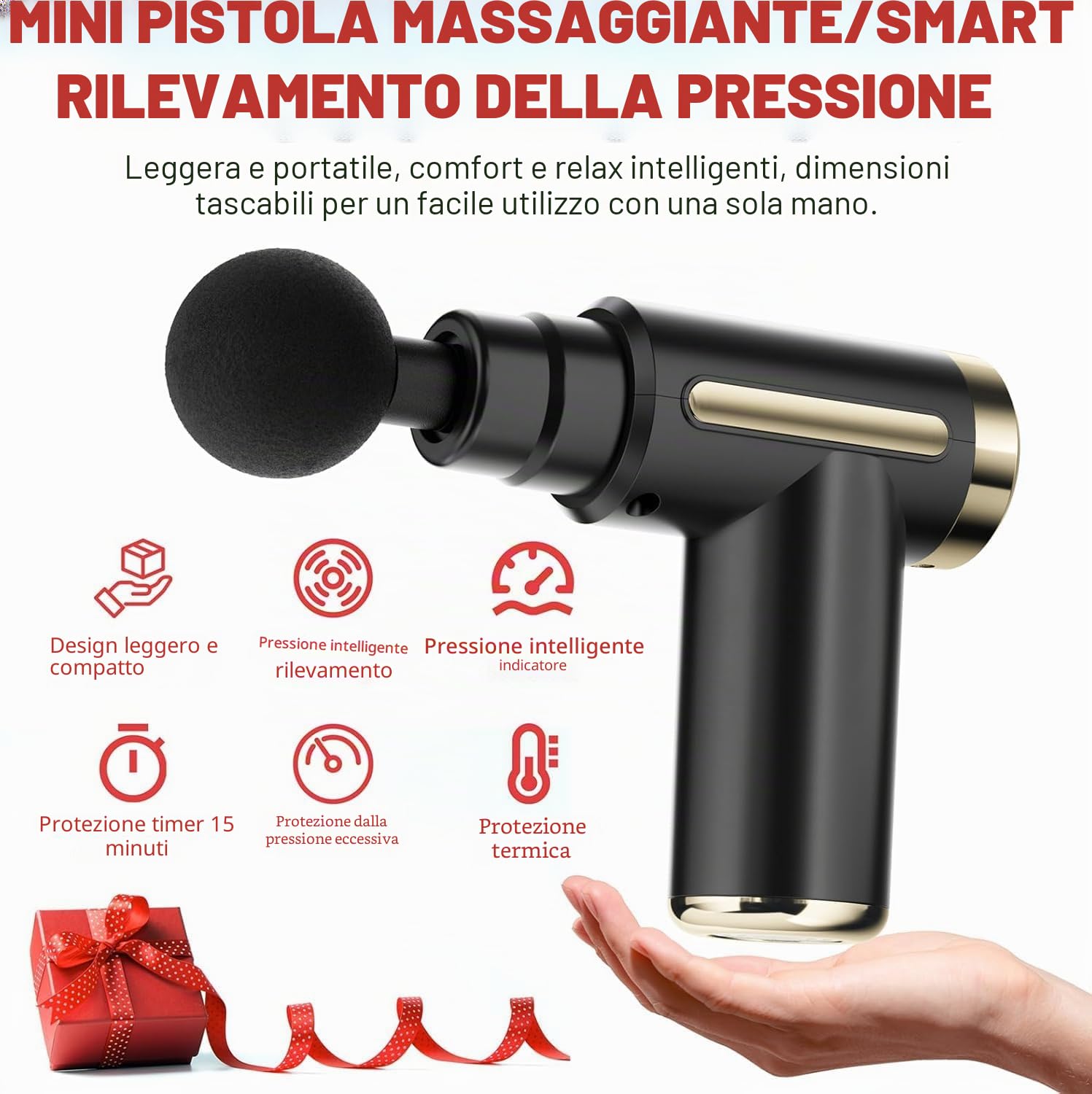 Pistola Massaggio Muscolare Mini Cotsoco Massaggiatore Muscolare Ultraleggera Regolazione a un Pulsante 6 Velocità Massaggiatore per Tessuti Profondi