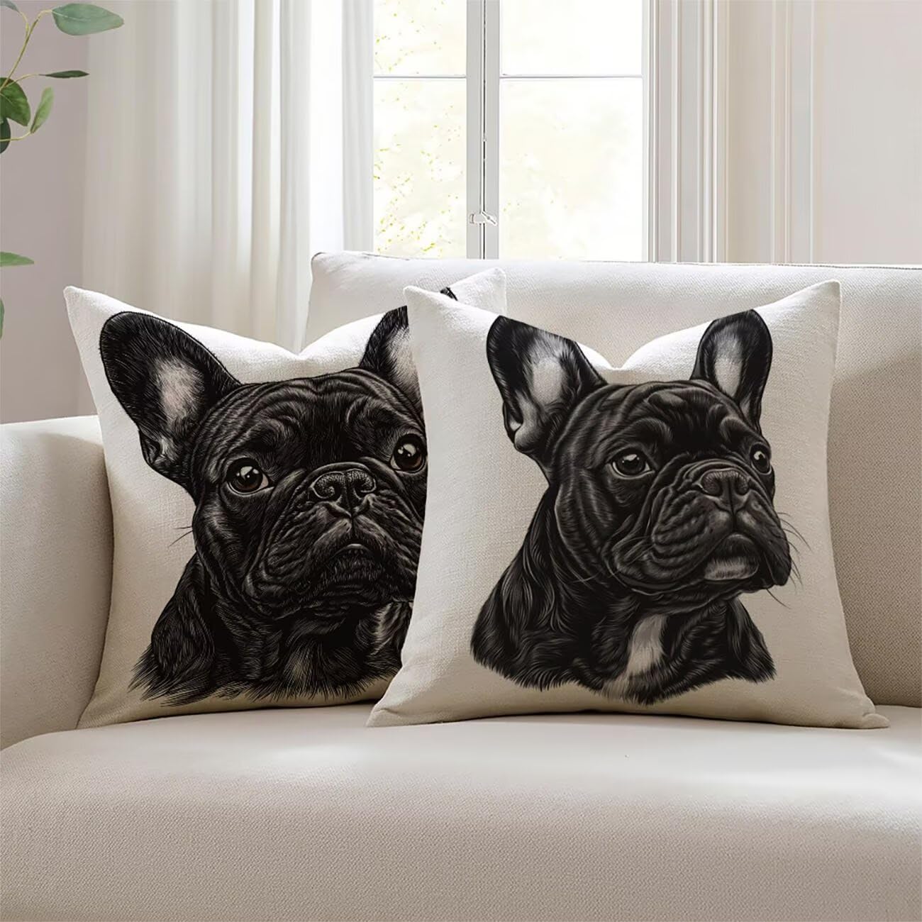 Housses de coussin pour coussin canapé et salon de jardin imperméables Lejnlnng lot de 2 lin