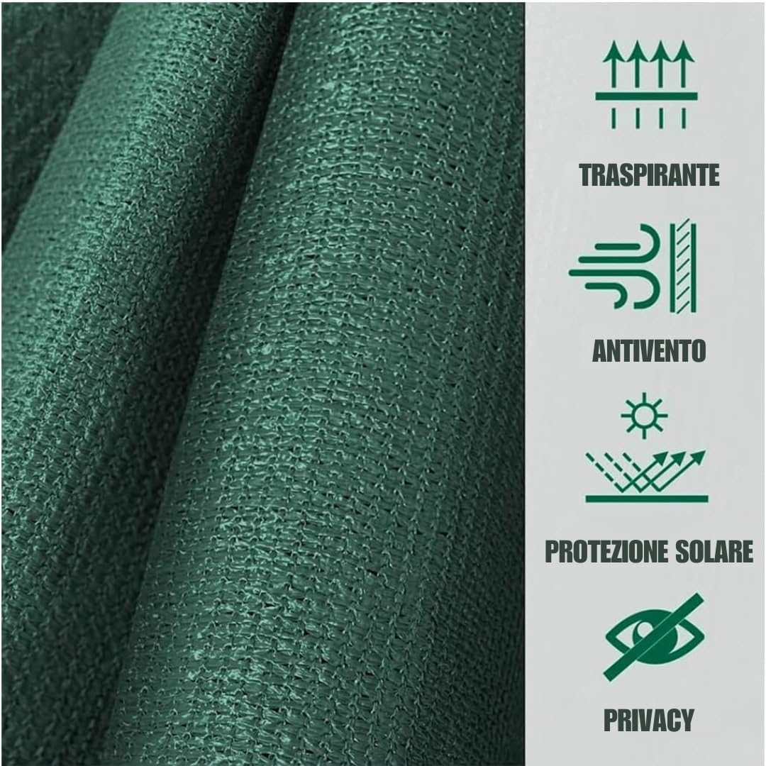 Viceree Telo Ombreggiante Verde H150cm X 25 Metri +100 Fascette Omaggio Frangivista Per Recinzione Giardino Esterno, Rete Ombreggiante Privacy 90% Oscurante Frangivista Balcone Resistente Intemperie