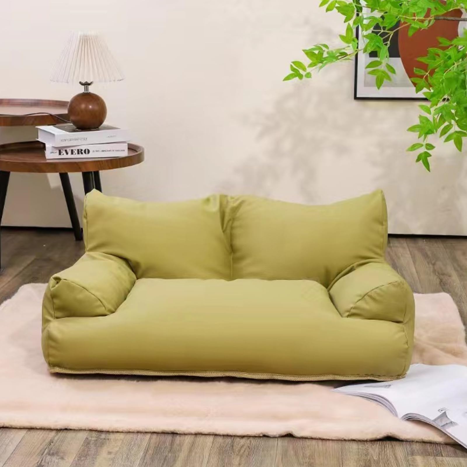 Hundebetten Haustier Sofa Leder Hundebett Haustier Weiches Sofa Hundesessel Für Kleine Mittlere Hunde Haustiermöbel Katzenbetten Mit Anti-Rutsch-Boden,Grau,M