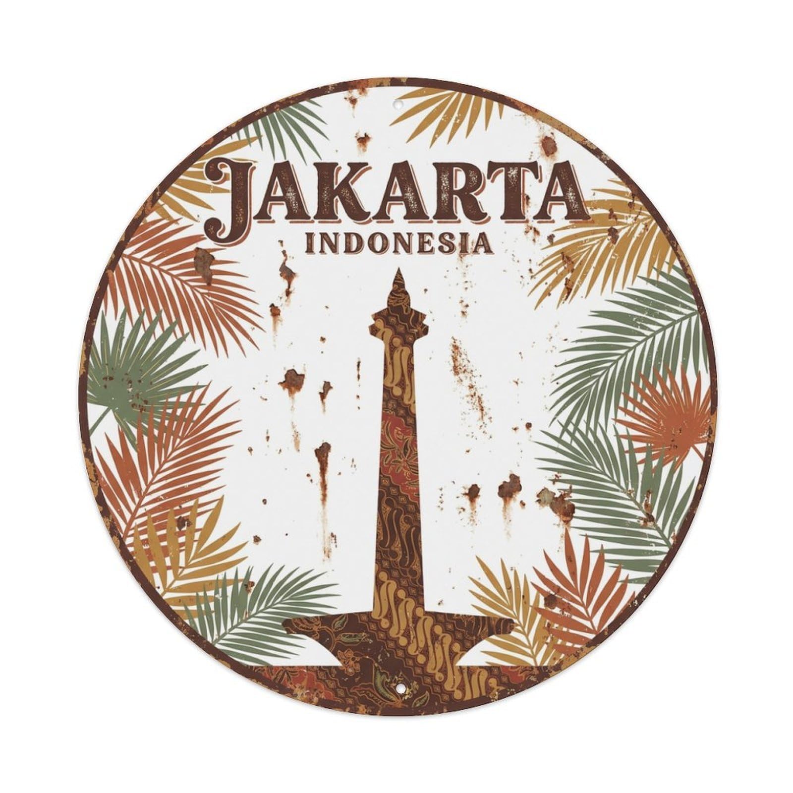 Vintage Travel Indonesia Jakarta Metal Tin Sign