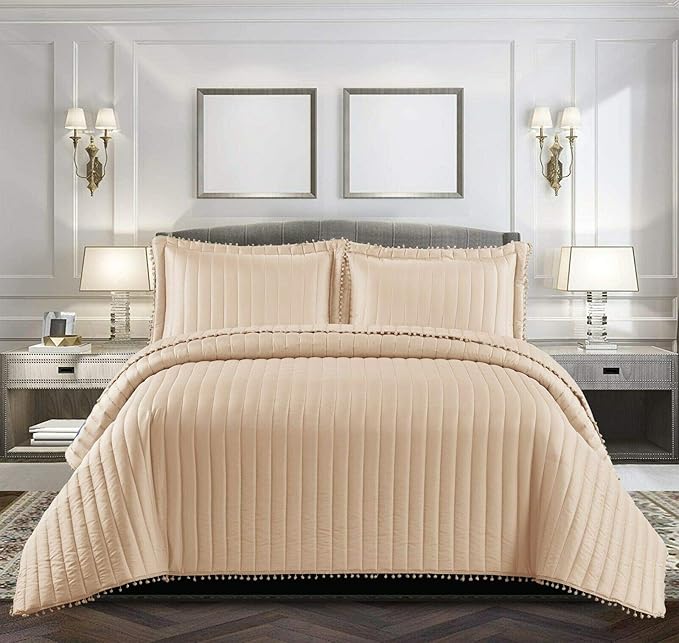 Quilted Bedspreads Double Bed Throws for Bedroom Decor Reversible