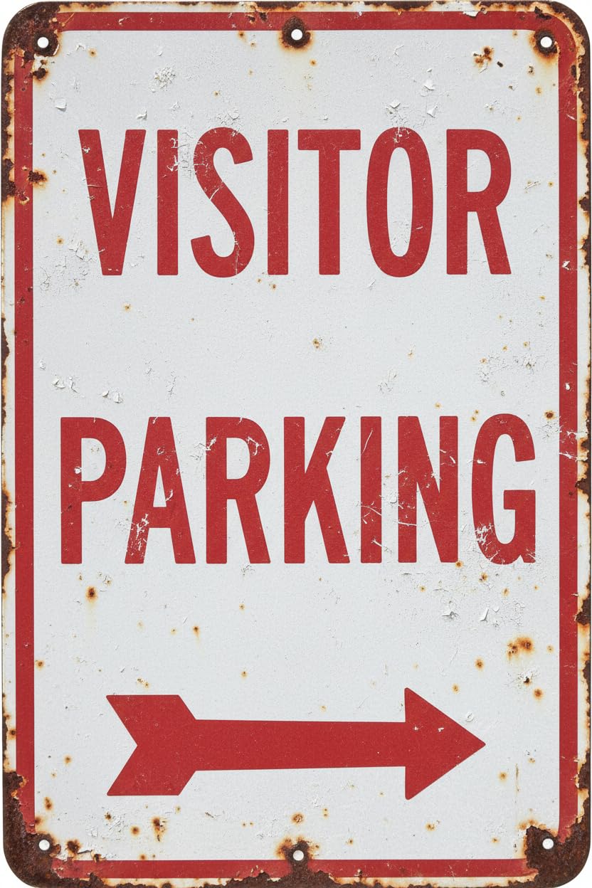 Wall Decor Visitor Parking Sign With Right Arrow Metal Sign 8x12Inch Clear Signage For S, Fences Vintage Signs Aluminum Plates Printed
