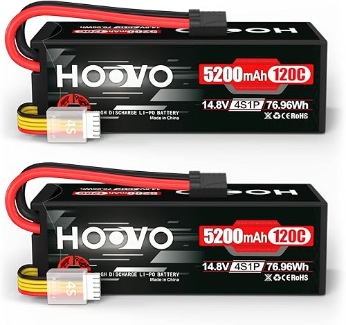 HOOVO 4S Lipo Battery 14.8V 120C 5200mAh RC Car Battery Hard Case with TR Plug Compatible para 18 y 110 RC Car Buggy Truck Slash 4X4 Crawler Monster disponible en Yaxa Peru