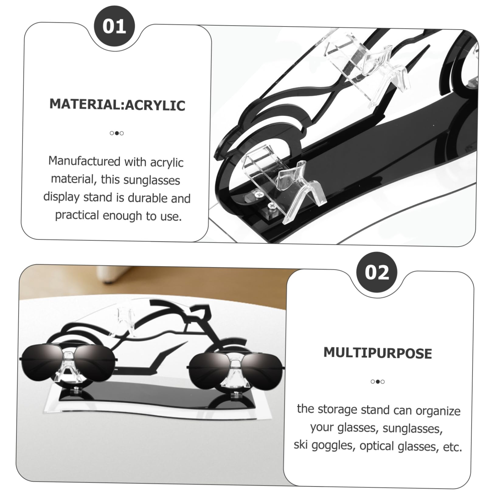 Espositore Acrilico Per Occhiali Da Sole Forma Di Supporto Elegante e Stabile Per Occhiali Organizer Da Tavolo Per Sunglasses e Eyewear Design Creativo e Funzionale