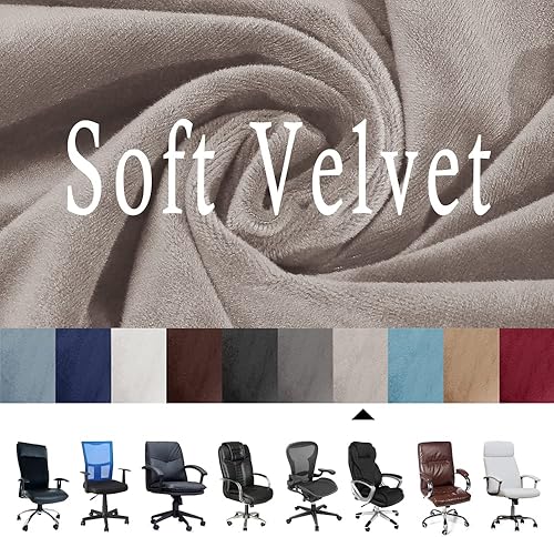 Miniatura 3 de ITFRO Funda para silla de oficina de 3 piezas con fundas para reposabrazos, funda de terciopelo para silla de escritorio de computadora con