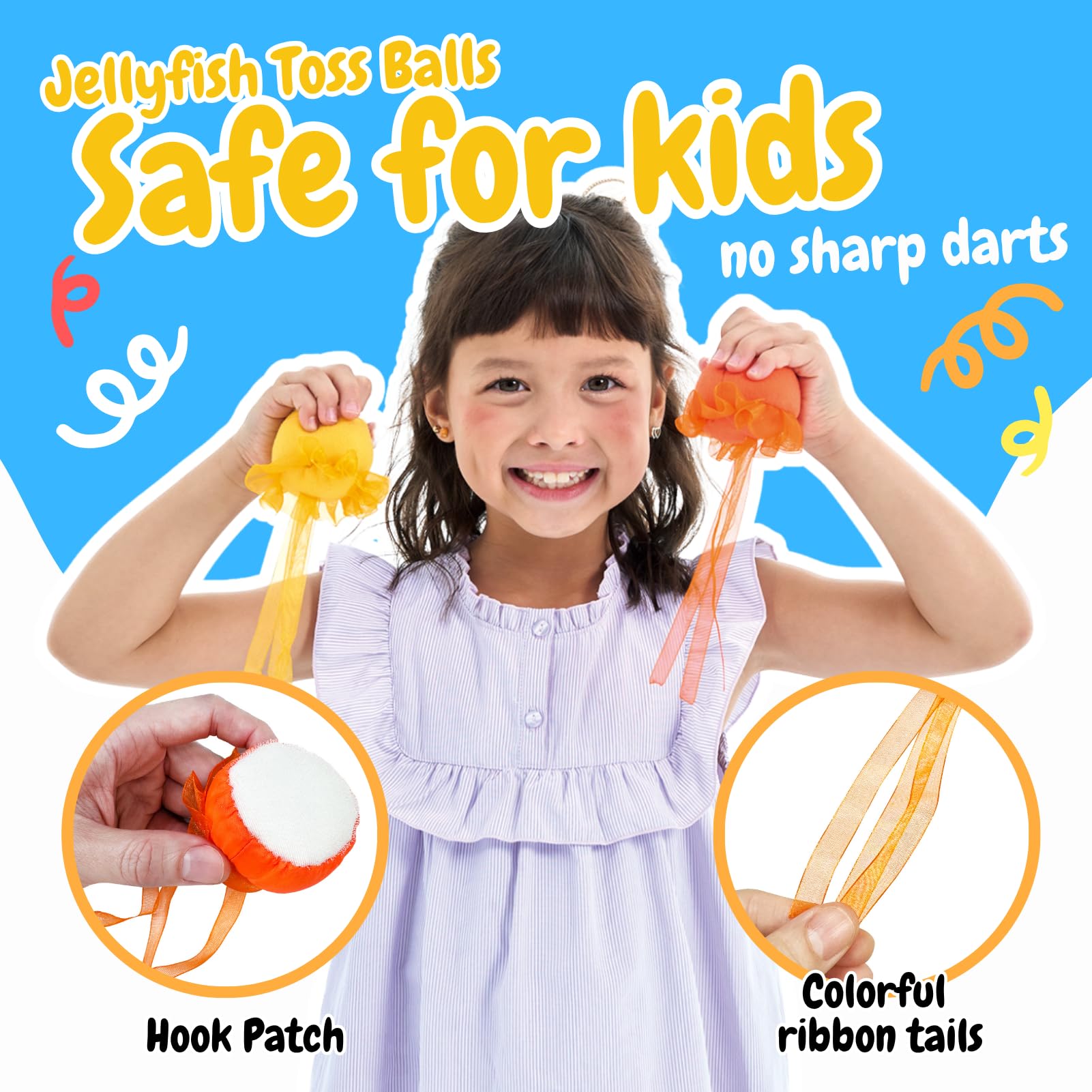 Grip Kids Juego de diana de doble cara con temática de números y océanos, tablero de dardos grande de 26 pulgadas con bolas adhesivas y bolas de lanzamiento de medusas, juguete de regalo para