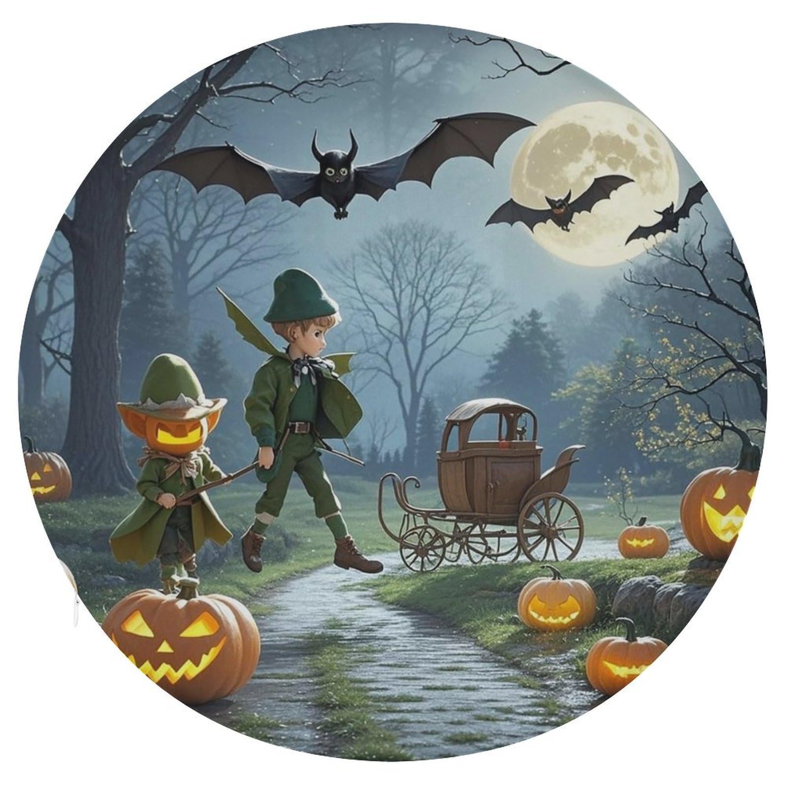 LZQPOEAS Dead Tree Pumpkin Carriage Swivel Seat Cushion with Supportive Memory Foam Comfort Round Bar Stool Cushion 15.3" Diameter Rotating Seat Cushions Fashion Chair Pad for Car Office Home
