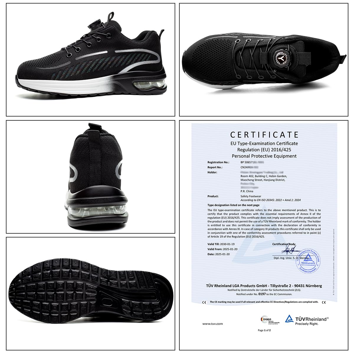 YEKOYIOO Scarpe Antinfortunistiche Uomo Donna Scarpe da Lavoro Leggere Comode Scarpe da Costruzione Antiscivolo Traspiranti Sneakers con Punta in Acciaio 38-46 EU