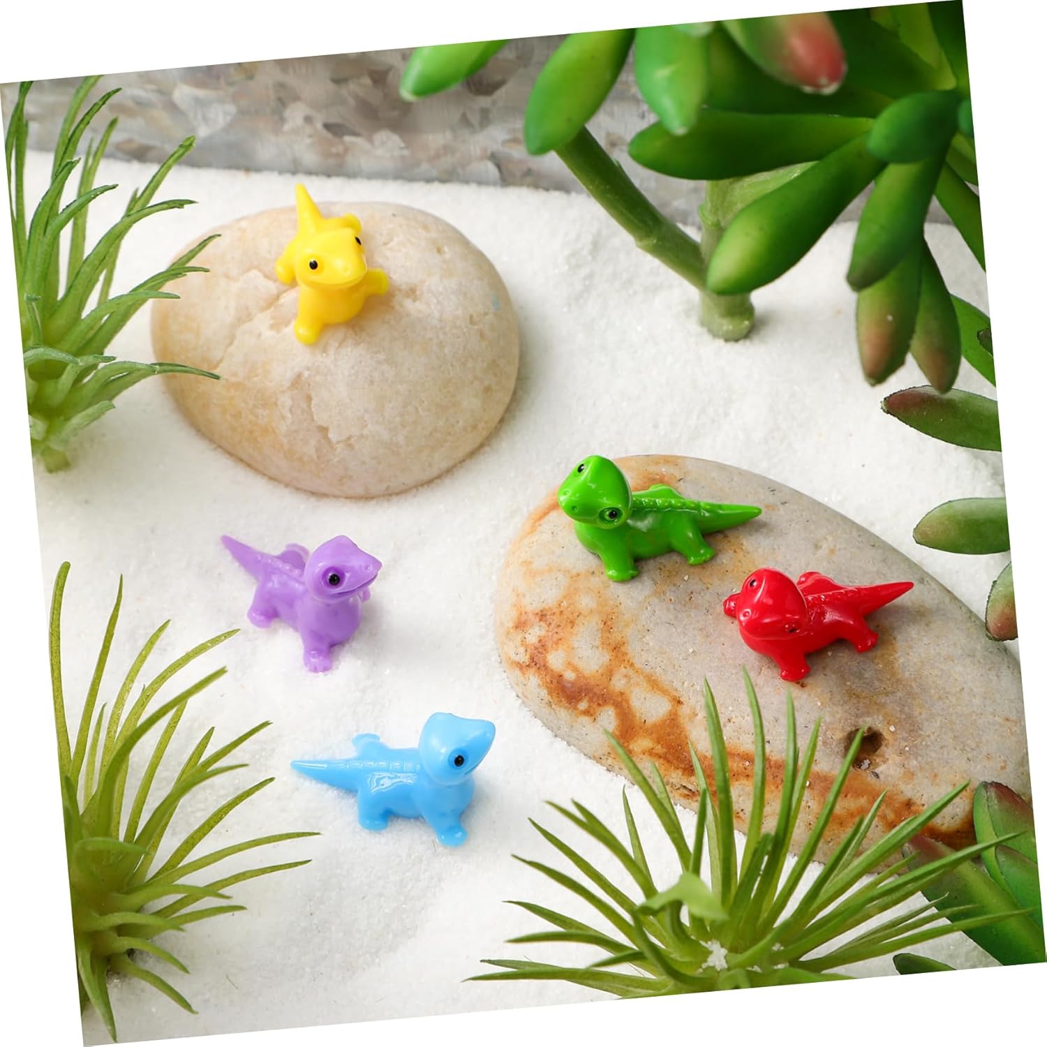 Kisangel 400pcs Miniature Resin Lizards Tiny Stuffed Animals Mini Decor Resin Animal Figurines