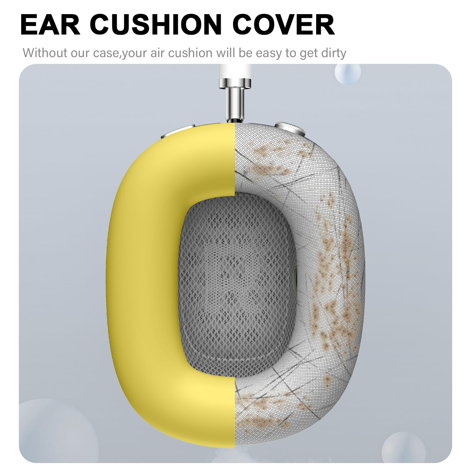 Maxjoy Funda para AirPods Max, funda de silicona suave para los oídos, funda para auriculares AirPods Max, accesorios antiarañazos, funda protectora para Apple AirPods Max, color amarillo claro