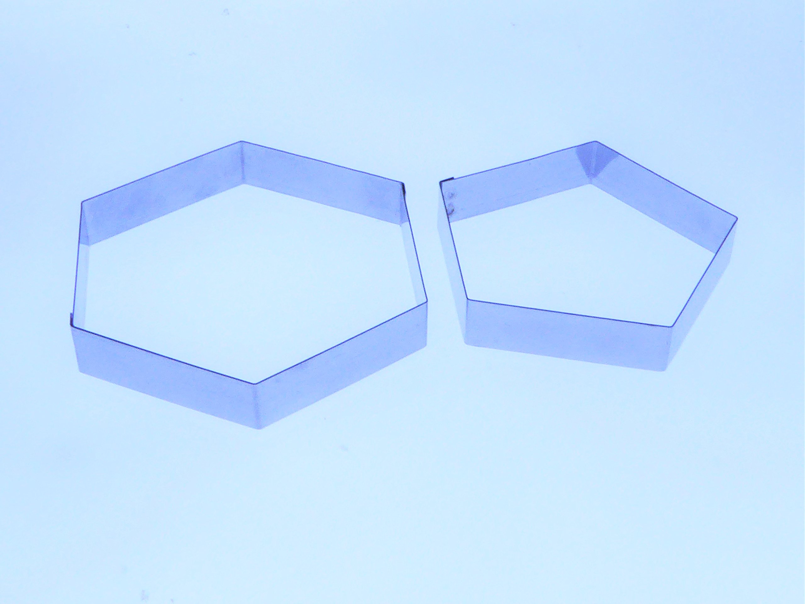 Football Cake Cutter Set (Hexagon and Pentagon) to Cover Spherical Ball Cake 20cm, Silver - Image 2