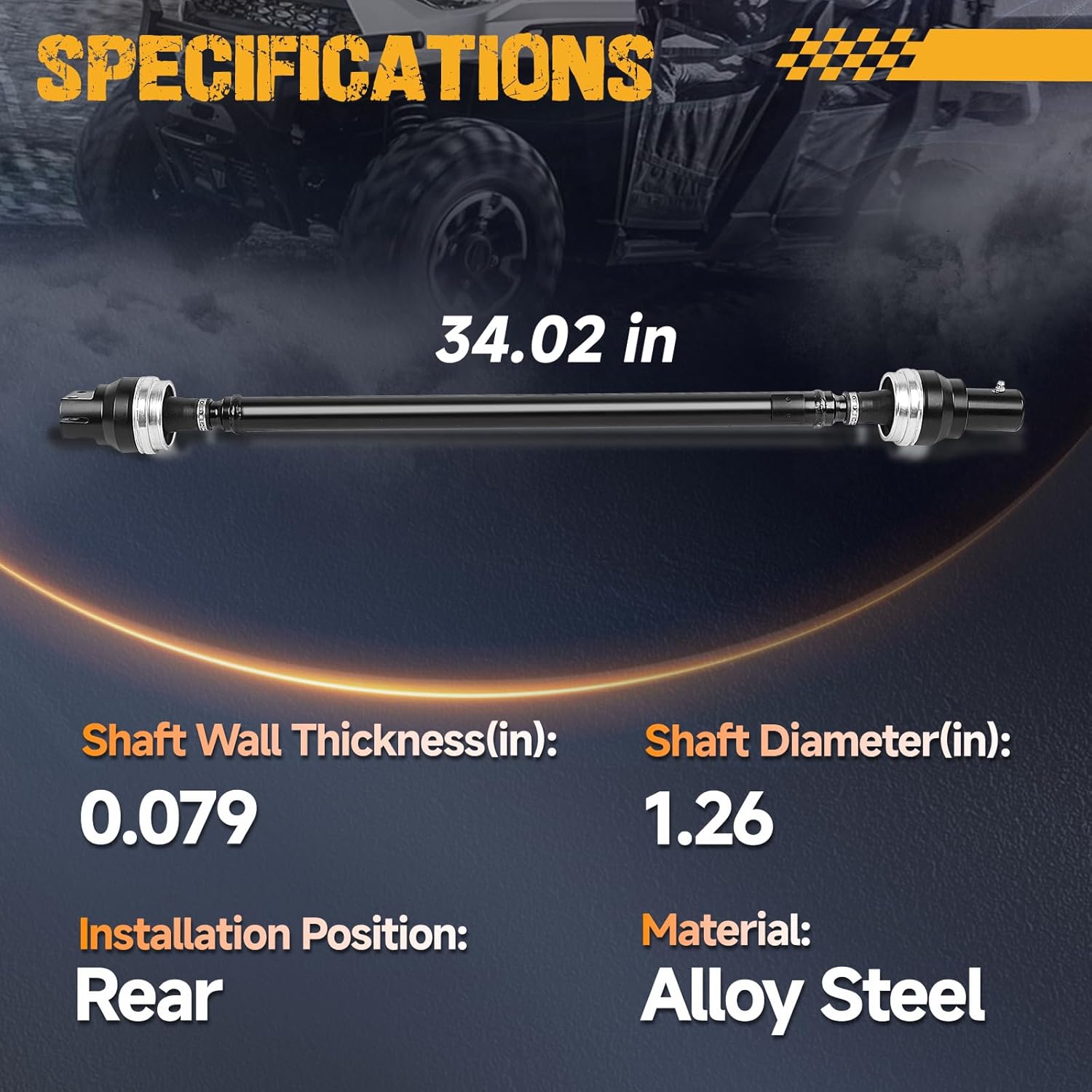 Rear Propeller Drive Shaft Prop Fit for Polaris Ranger XP 1000 2019 | Fit for Polaris Ranger Crew XP 1000 2019, OE 1333924