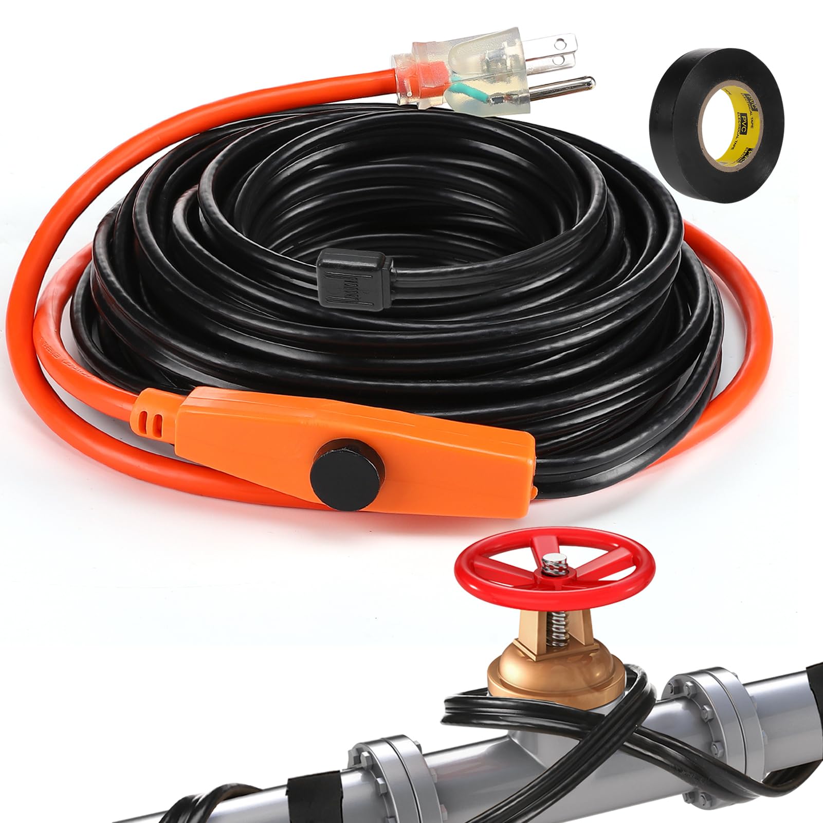 Pipe Heat Cable for Water Pipe - 30ft UL Certificated Thermostat Heating  Tape Wire for Home RV Metal Plastic Pipes, 120V Self-Regulating Winter  Freeze-proofing Protection Energy-Saving - Amazon.com