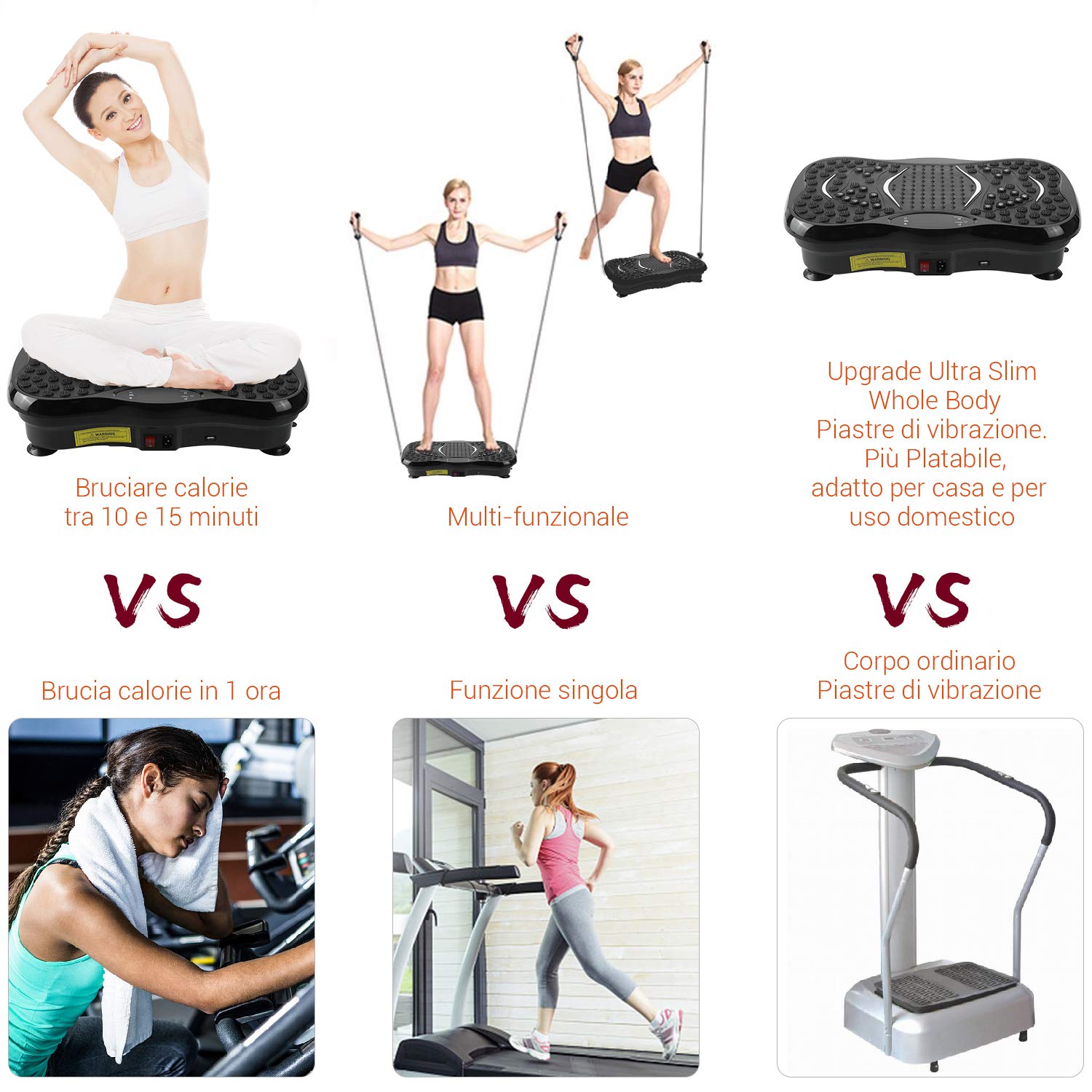 OHMG Fitness trillende en oscillerende plaat, oscillerend trilplatform voor gewichtsverlies, fitnessapparaat voor thuis, compact design, met