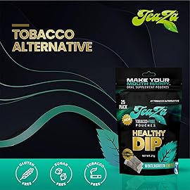 Teaza Herbal Energy Pouches, Alternative Snuff Healthy Dip Pouches, Wintergreen Energy (8 Pack)