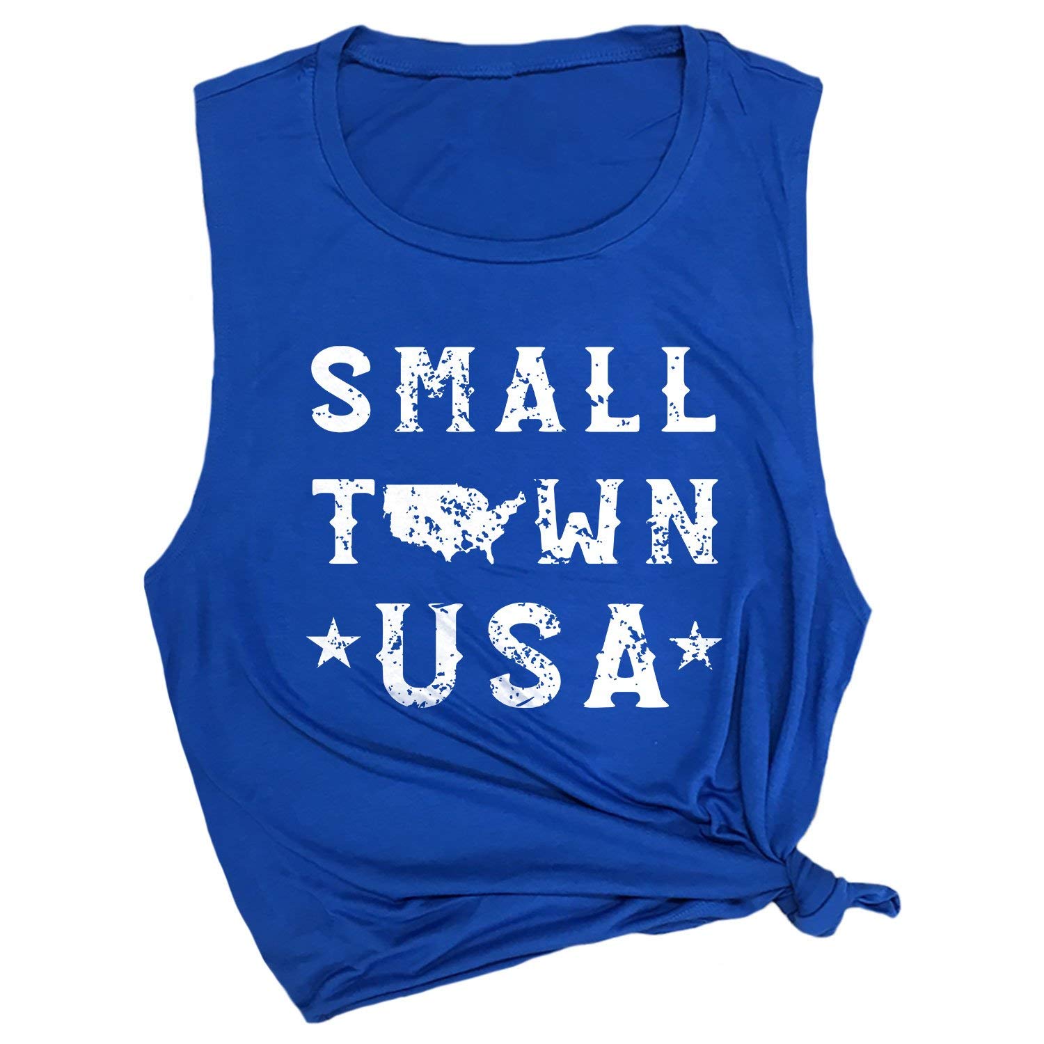 Spunky Pineapple Small Town USA 4th of July USA Independence Day American Muscle Tee Shirt Sleeveless