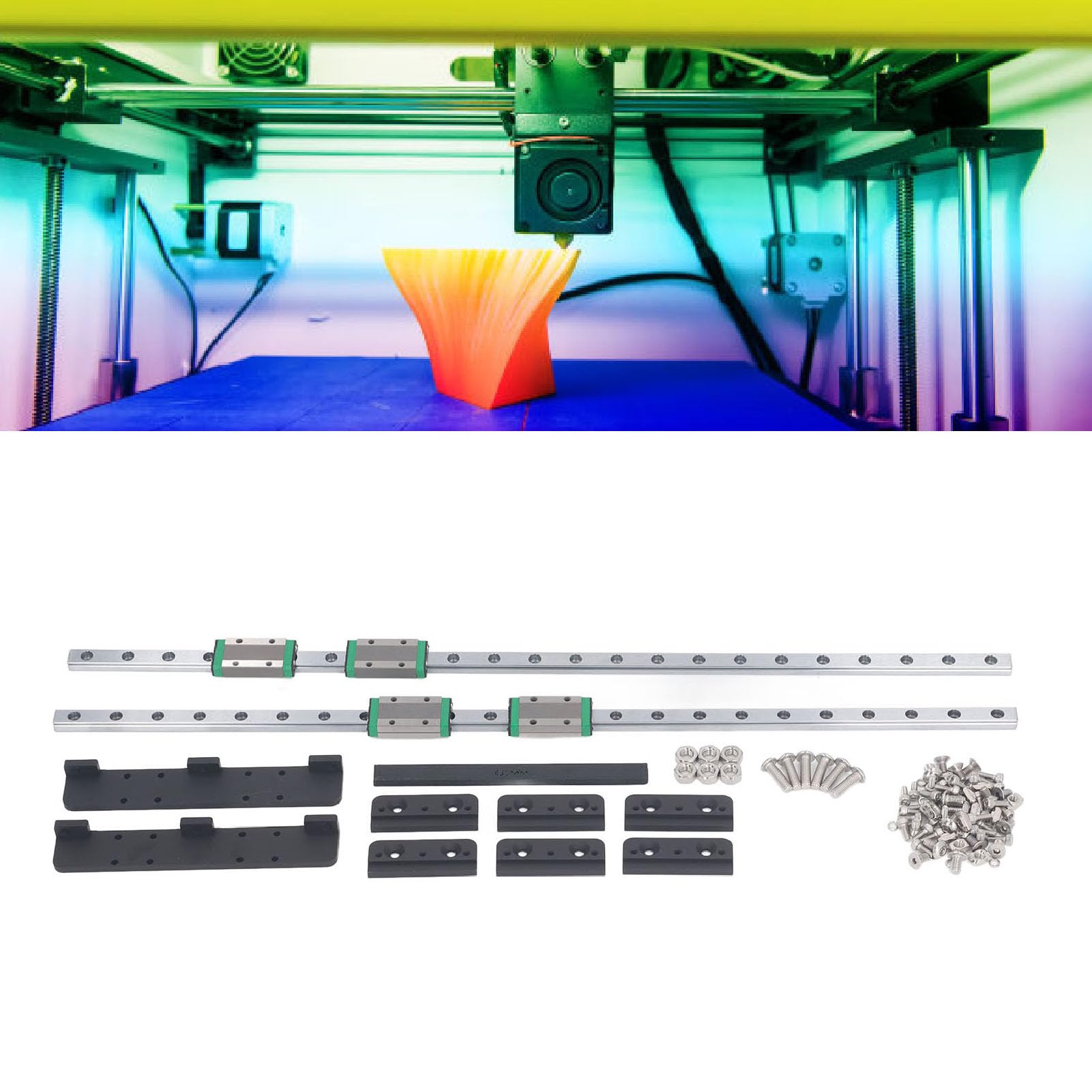 Kit de Guidage de Rail Linéaire pour Imprimante 3D, Rail Linéaire en Acier Cr à Haute Teneur en Carbone avec Mouvement Fluide pour Axes Y 3 Plus, 4 Plus, Rail de Guidage