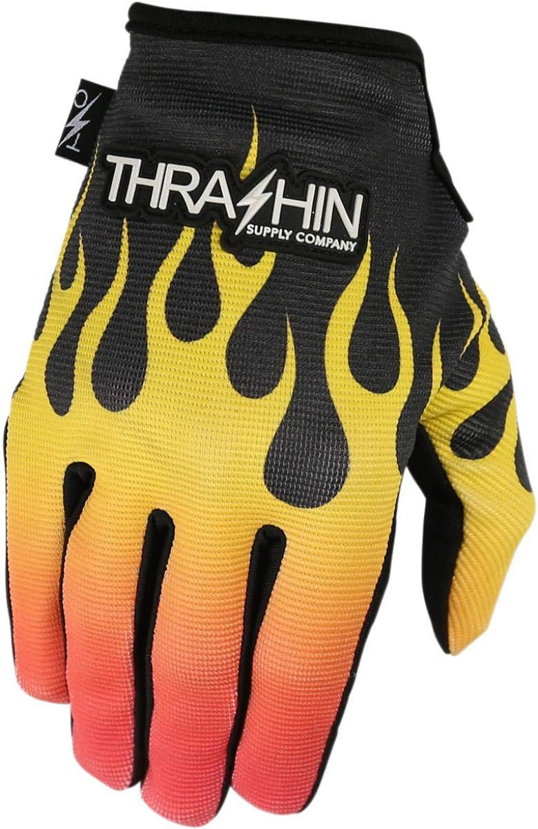 Thrashin Supply Stealth Flame Mens Textile Gloves Black/Orange MD