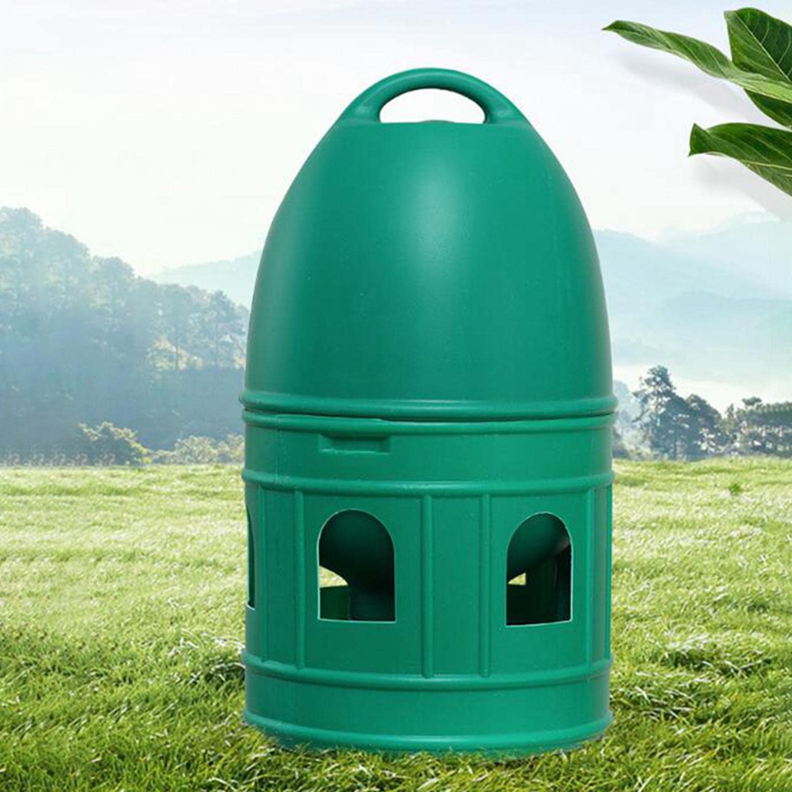 Distributeur d'eau, Abreuvoir pour Oiseaux, Mangeoire, Accessoires pour Cage à Oiseaux avec Poignée de, Vert 5L