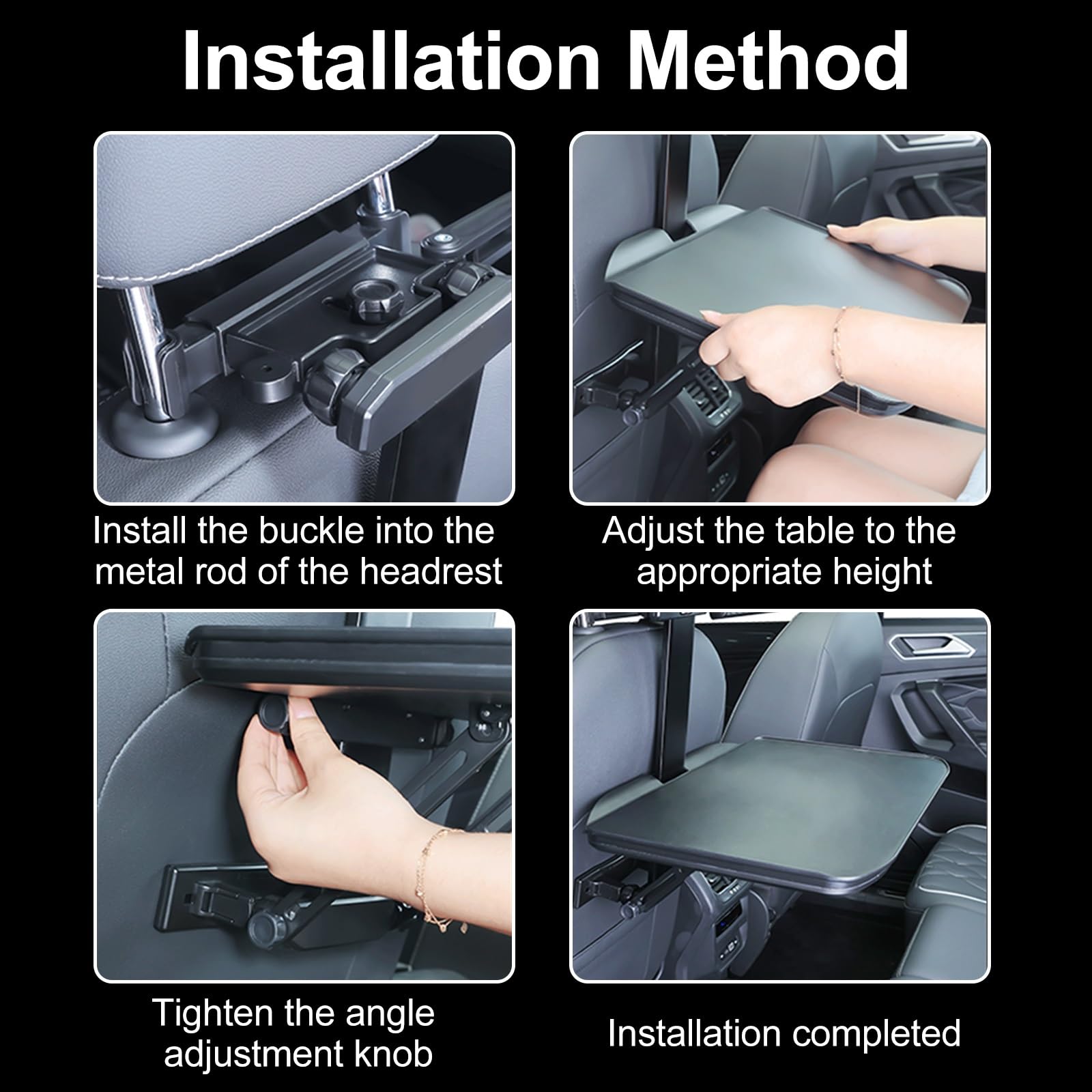 Klapptisch Auto Rücksitz, Tragbarer, Faltbarer Tabletttisch für das Auto, Zum Essen Und Arbeiten auf Roadtrips der Fondpassagiere, Multifunktionales