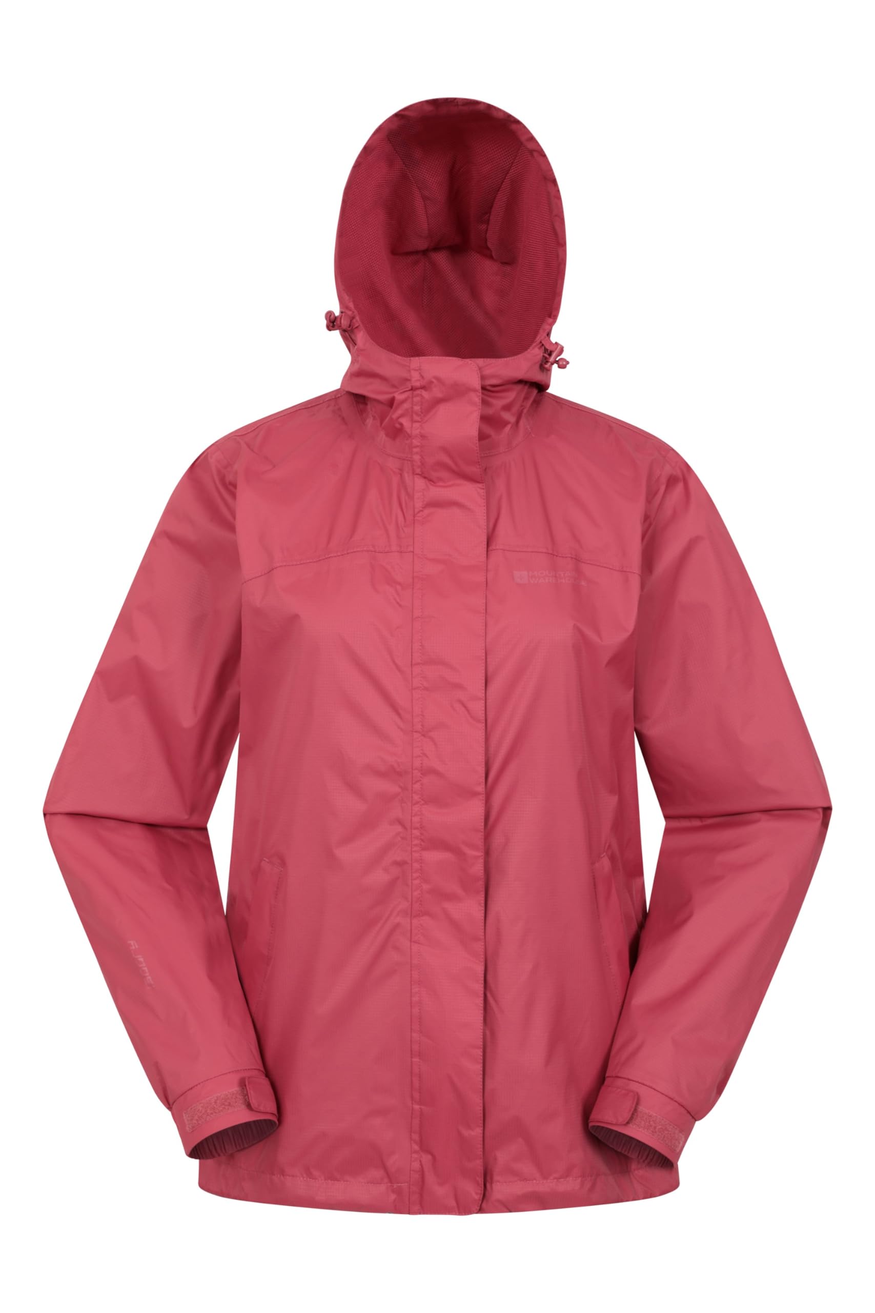 Mountain Warehouse Women's Dark Pink 'Torrent' Waterproof Lightweight Breathable Hooded Zip Up Jacket In | Size: 16