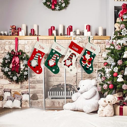 Miniatura 7 de Calcetines de Navidad personalizados, calcetines sin rostro con nombre personalizado, 18 pulgadas, calcetines de Navidad grandes y lindos para