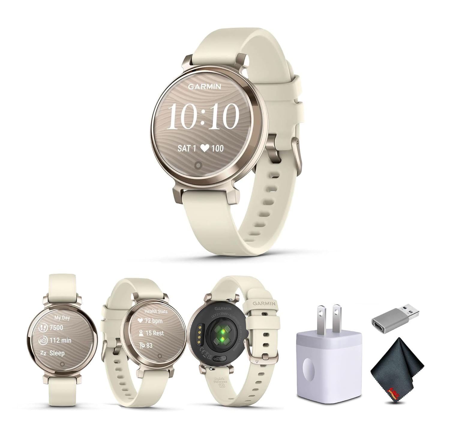 Garmin Lily 2 Small and Stylish Smartwatch Up to 5 Days Battery Hidden Display Patterned Lens Life Cream