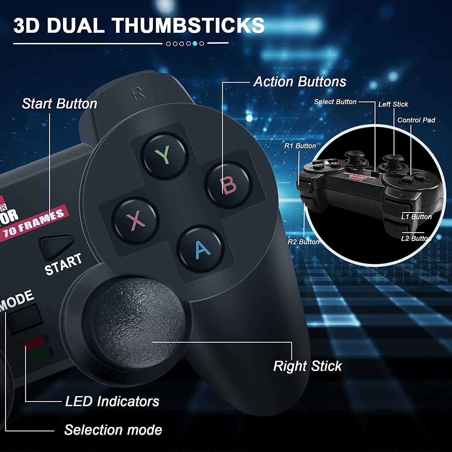 Consola De Juegos Retro Inalámbrica con Salida 4K: Controlador Dual Super Gamepad Joystick Incorporado 5,000 Juegos HD, Niños