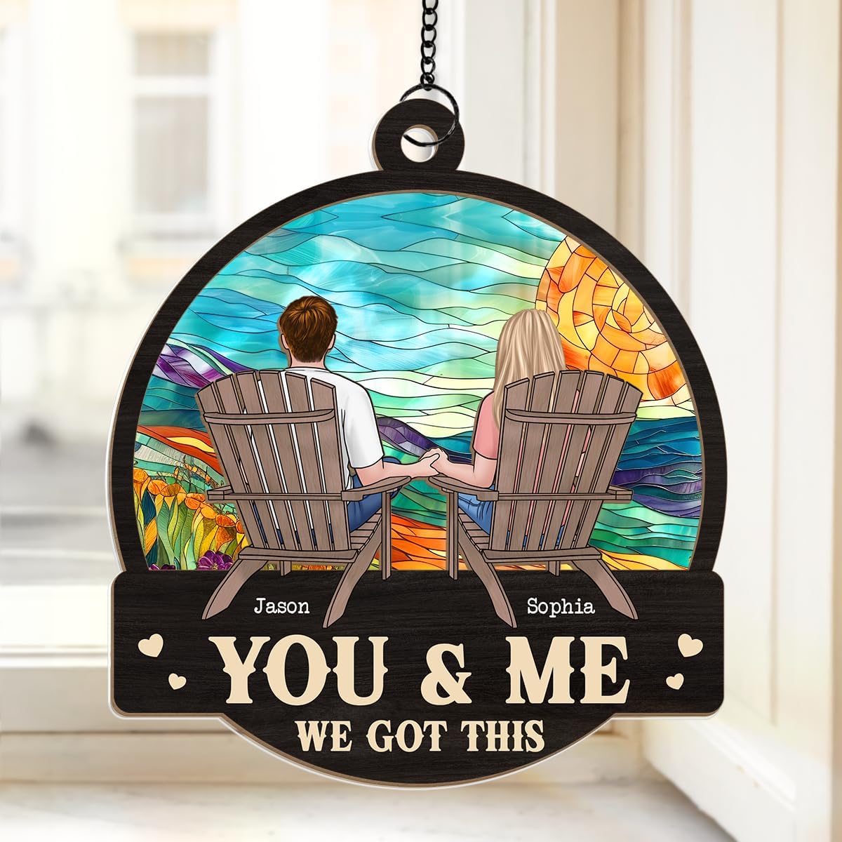 Personalized Window Hanging Suncatcher Gifts for Couples, I Love You to The Moon and Back, Birthday Gifts for Women Wife Girlfriend, Husband Gift from Wife, Romantic Gift for Her Him