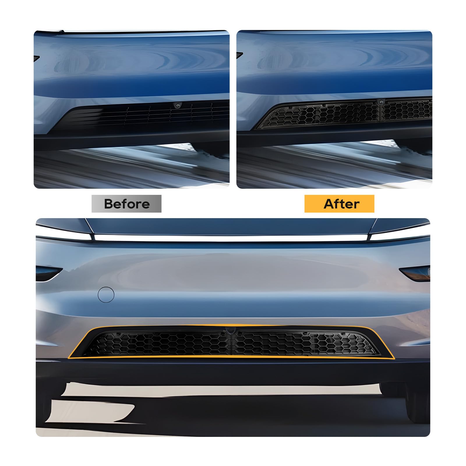 YEE PIN osłona siatki na przedni grill Tesla Model Y Juniper 2025, 2026, 2027, siatka chroniąca przed owadami, wlot powietrza, zderzak wstawki z siatki, kratka ochronna, model Y 2025, akcesoria