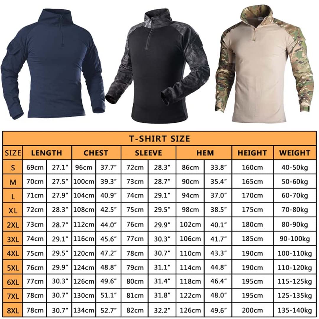 Outdoor Combat Piesze wycieczki Koszulki z podkładkami Taktyczne kamuflażowe ubrania myśliwskie Camping Wojskowa armia Długa koszula (ciemnoniebieska M)