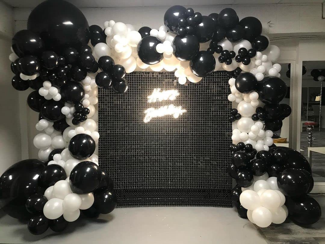 White Black Balloon Garland Arch Kit Matte Latex Black White - Temu