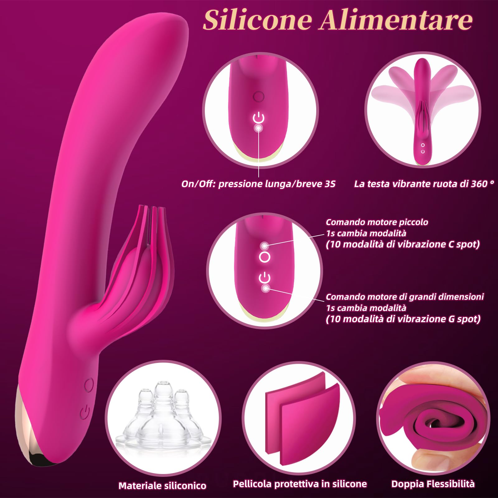 Vibratoreper Donna Professionale Clotoride Vibratore Rabbit 10 Modalità Dildo Realistico Sexytoysys Coppia Vibratoriper Donne Grandi Vibratori Clitoride Squirting Sex Toys Sessuali per Donna Pen(Rous)