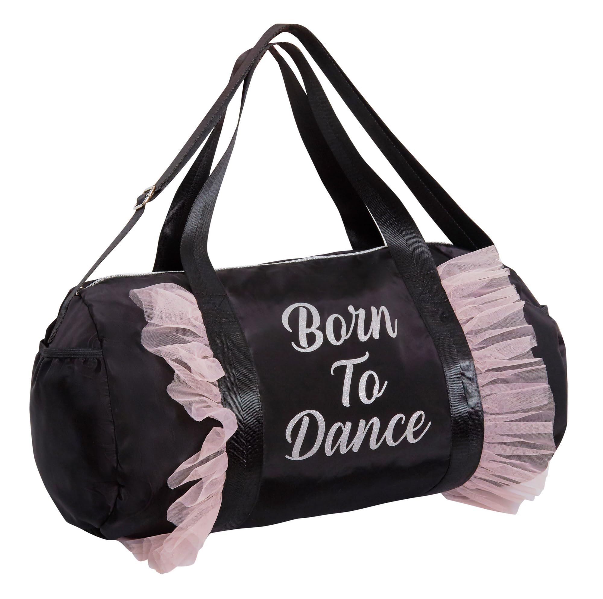 Born to Dance, borsone da palestra per ragazze, borsone per scuola, palestra, danza, con spallacci e manici per il trasporto, Nero , Taglia unica, Borsa a botte
