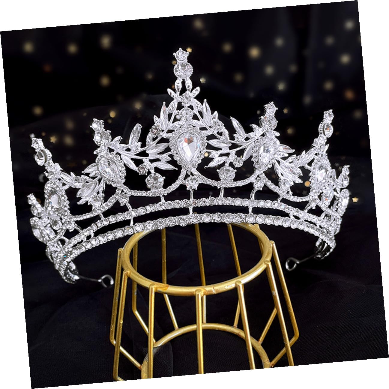 LIFKOME Luxury Rhinestone Alloy Wedding Tiara Crown for Bride and Bridal Headpiece Hair Jewelry Silver Circlet Accessories