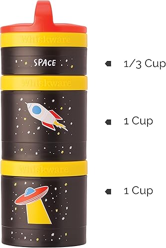 Miniatura 7 de Whiskware Contenedores apilables para aperitivos para niños y niños pequeños, 3 tazas apilables para aperitivos para la escuela o viajes, tiburones
