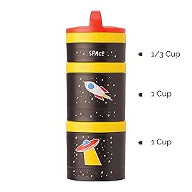Whiskware Stackable Snack Containers for Kids and Toddlers, 3 Stackable Snack Cups for School and Travel, Space (Pack of 1)