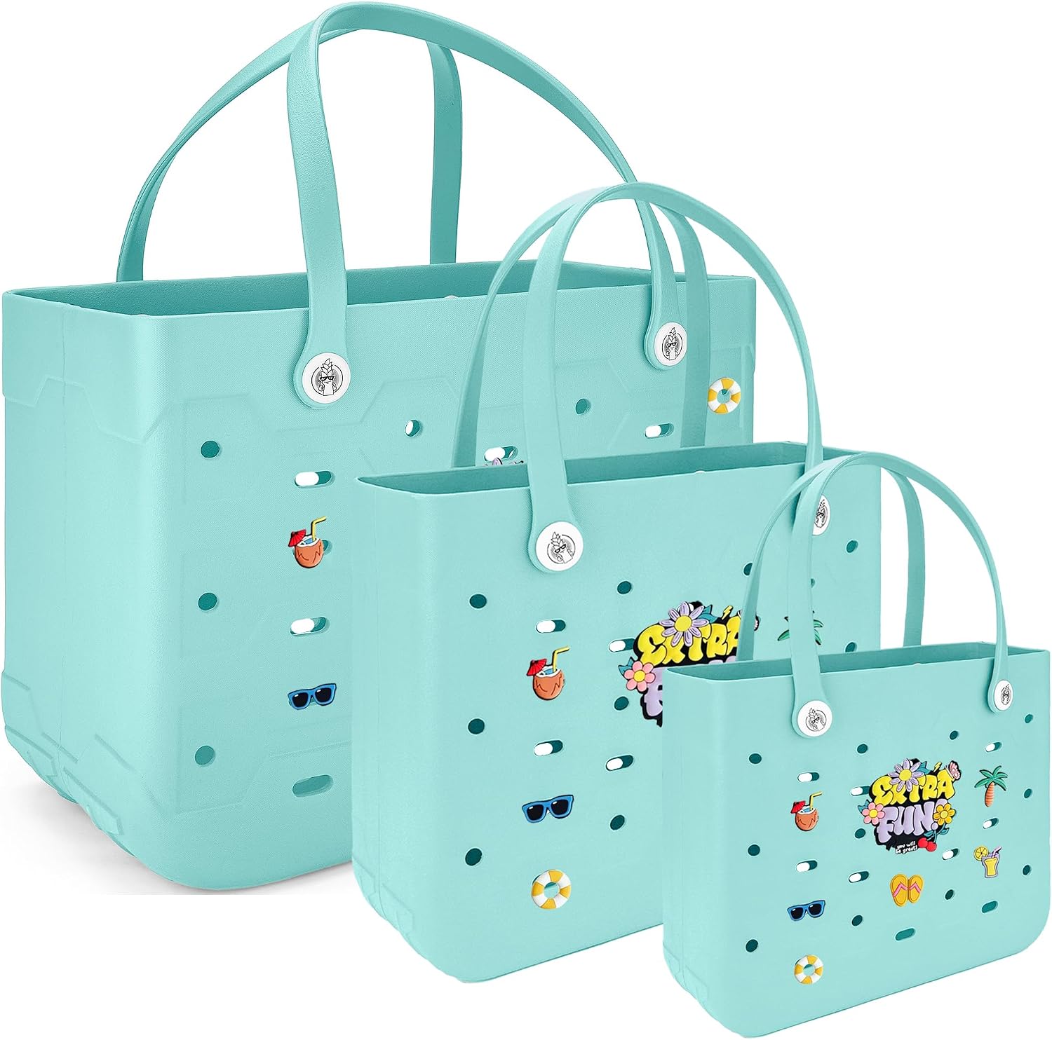 3-Piece EVA Beach Tote Bag Set–Waterproof & Lightweight Handbag