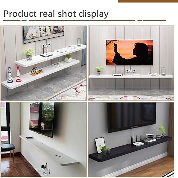 TV Cabinet Wall Mount TV Cabinet, Slate TV Board Float, TV Floating Shelf, Wood Floating Entertainment Center, Wall Mount TV Stand for Small Spaces, Living Room, Bedroom