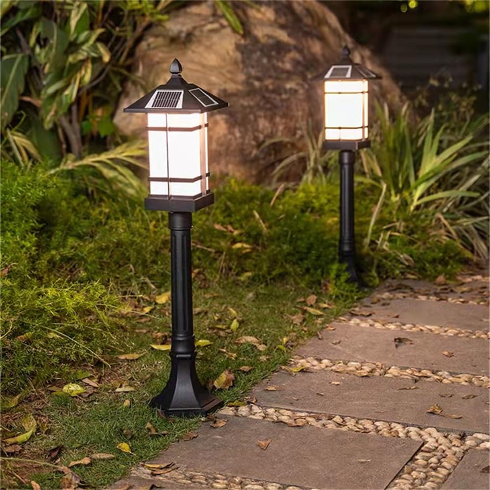 Lampada Solare da Giardino contemporanea, Impermeabile, per Ville, Giardini, Cortili, quartieri residenziali (Stile 10 H82CM, 1 Pezzo)
