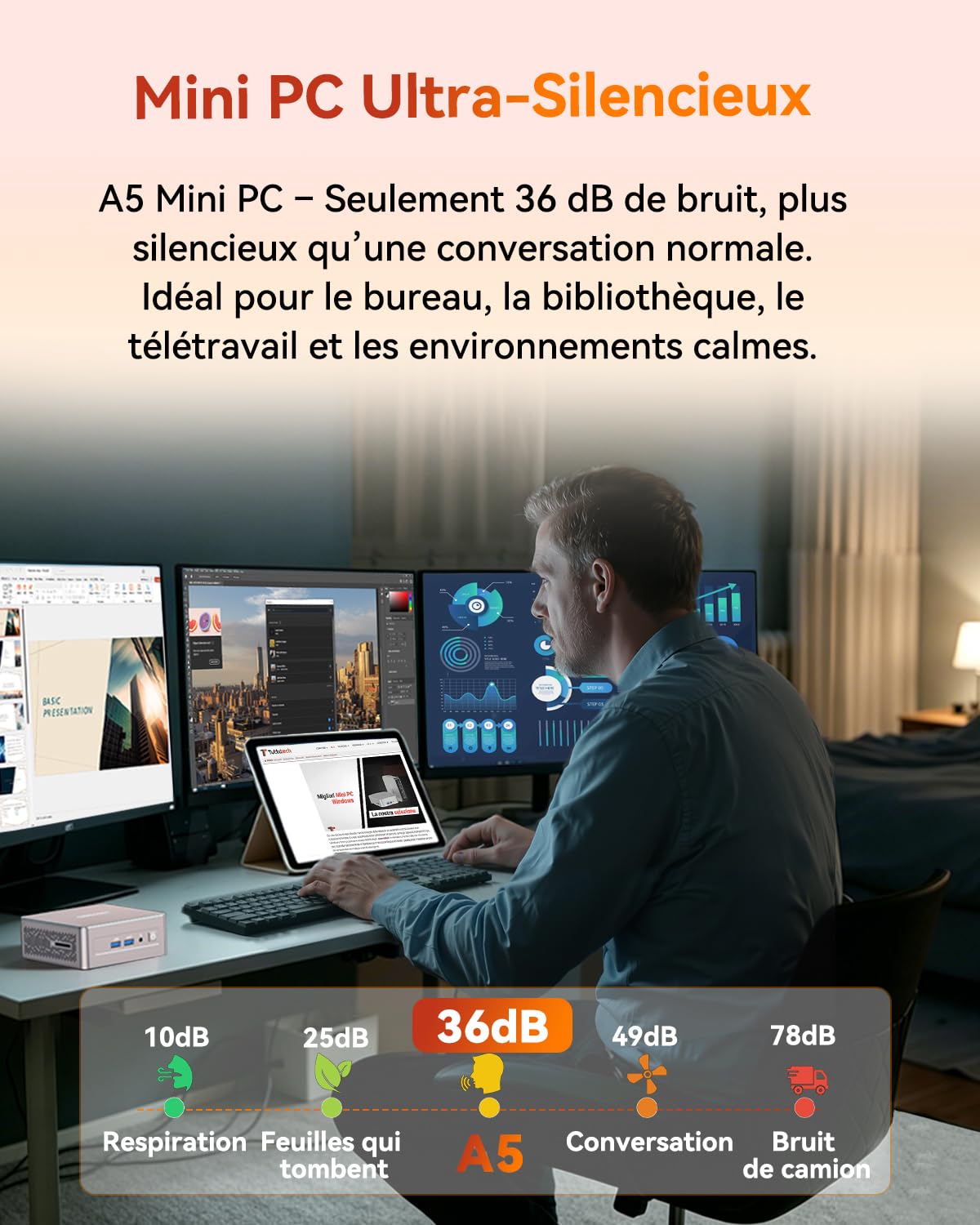 GEEKOM A5 Mini PC Nouveauté 2026 AMD Ryzen 5 7430U, 16Go RAM 512Go SSD (Évolutif), 2.5G LAN, Boîtier Métal, Mini Ordinateur NUC Silencieux, Lecteur SD, 4 écrans 8K, Windows 11 Pro pour Écoles/Bureaux