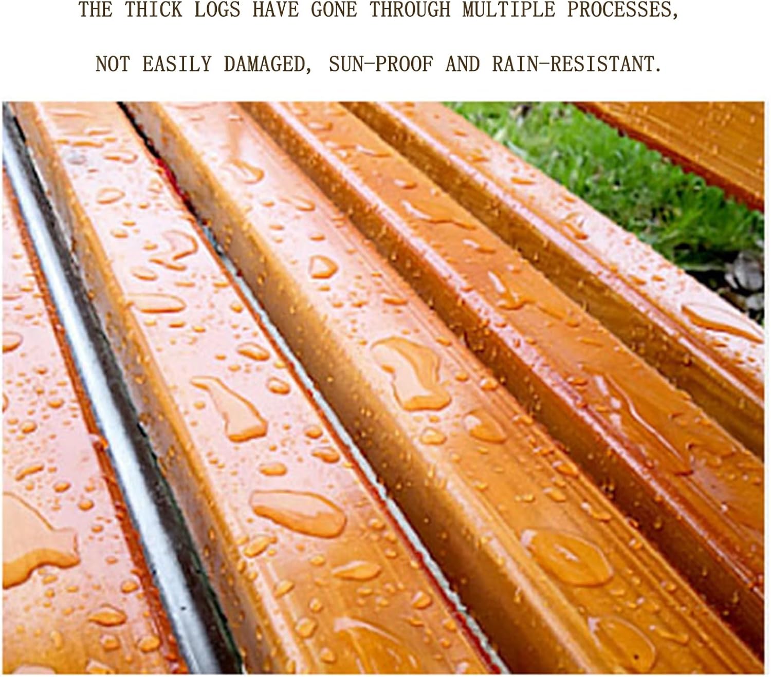 Outdoor Wooden Park Porch Bench Antiseptic Wood Double Slat Terrace Sofa with Backrest Load-Bearing Stable Park Bench Rust-Proof(120 * 40 * 73cm)