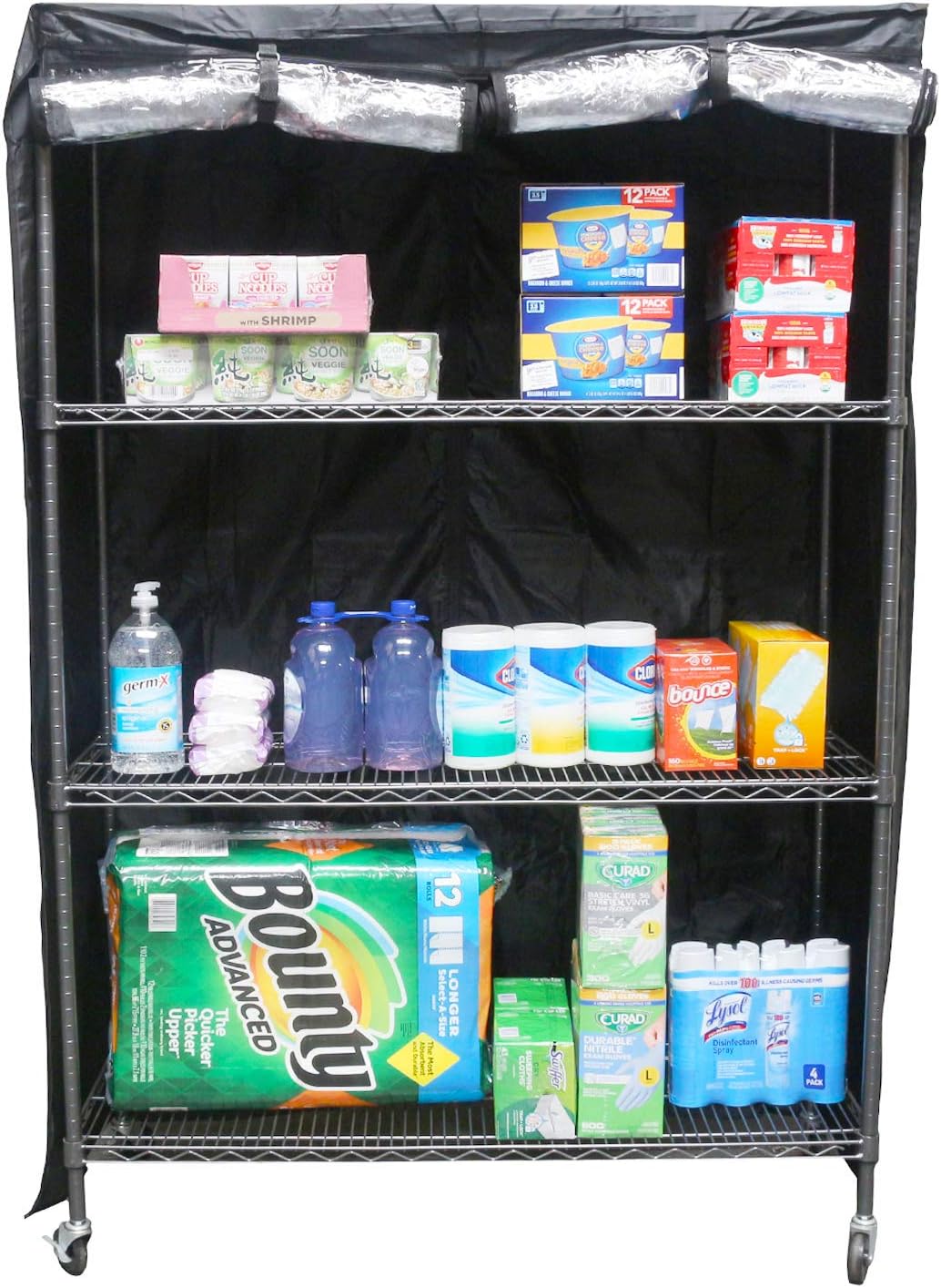 Duraviva Wire Shelf Storage Rack Dust Protective Cover - Privacy and Clear Window Side - Fits Racks Up to 25 x 14 x 32 Inches